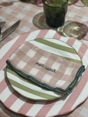 Serviette de table vichy – rose, mon coeur